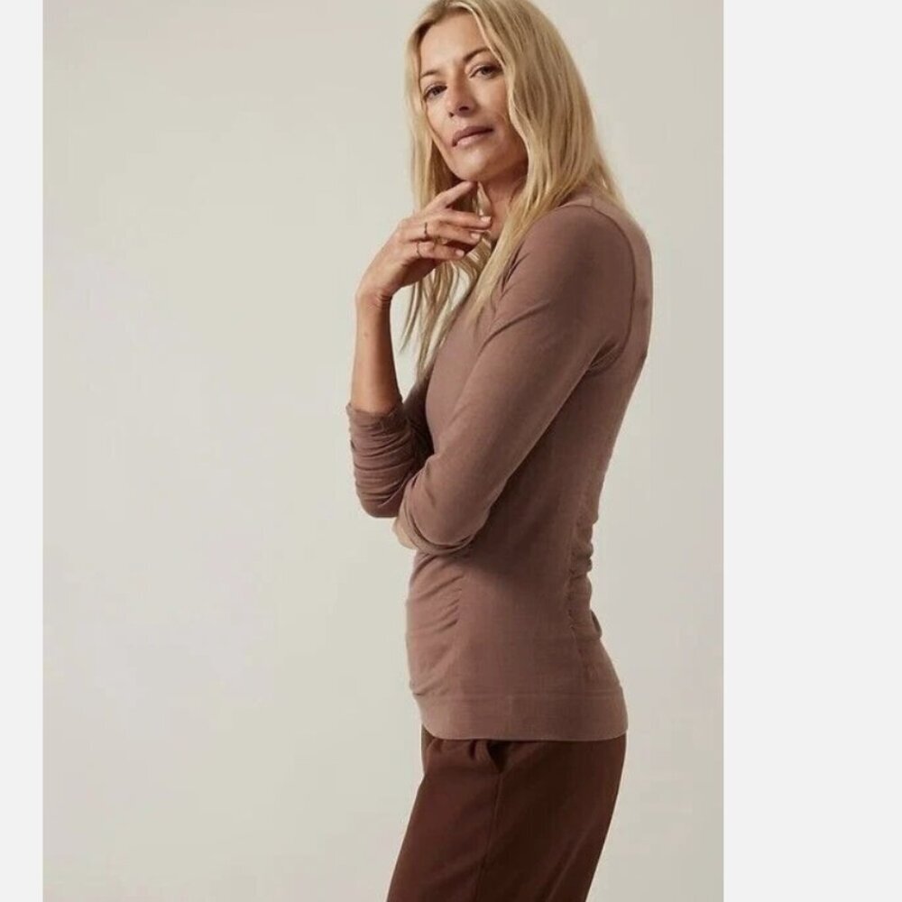 NWT Athleta Foresthill Wool Ascent Top in Rustic Beige Size XS - Picture 3 of 10